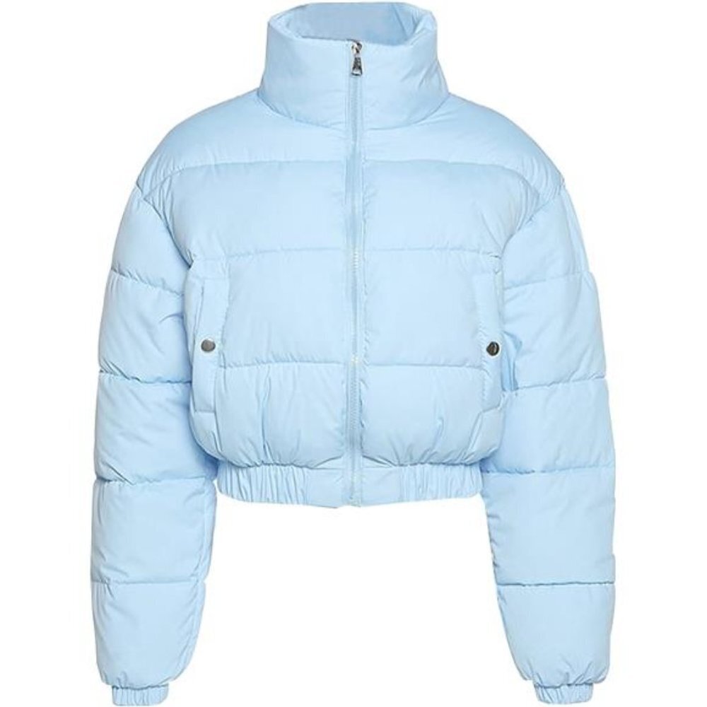 Quilted Puffer Jacket Cropped Women Winter Coat Xs-Xl
